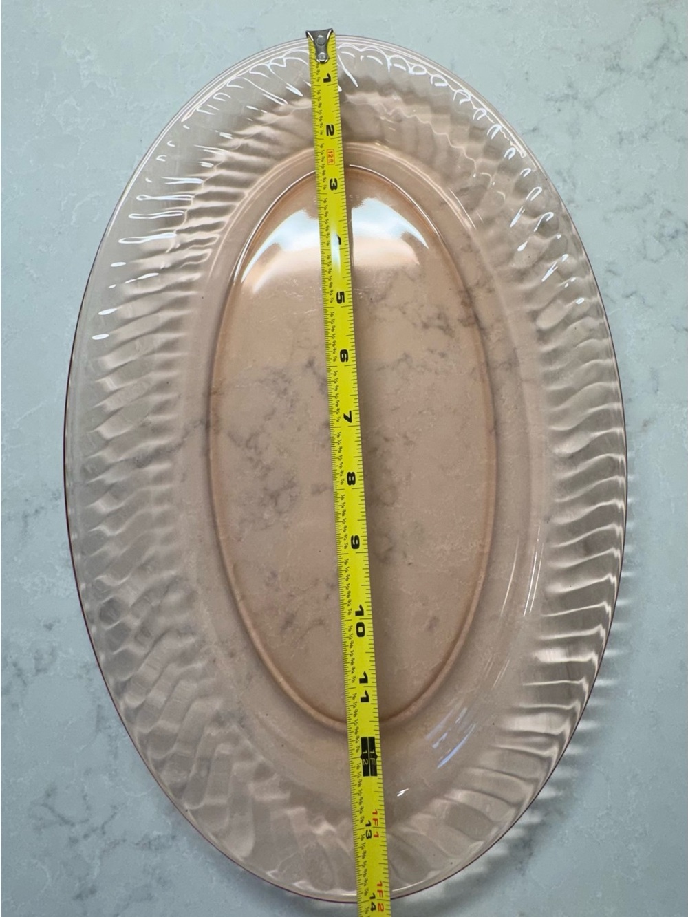 Arcoroc Rosaline Pink Swirl Glass Oval Platter - French Serving Tray - Picture 4 of 4